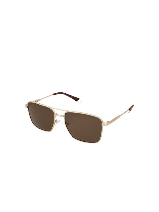 Polaroid Sunglasses with Gold Metal Frame and Brown Polarized Lens PLD4134/S/X AOZ/SP