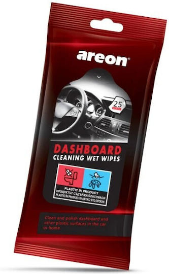 Areon Dashboard Wipes Καθαριστικά και Γυαλιστικά Μαντηλάκια για Ταμπλό Αυτοκινήτου 25τμχ