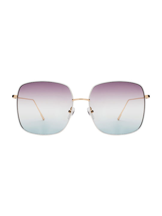 Somma Women's Sunglasses with Gold White Metal Frame and Purple Gradient Lens 01-9099-5