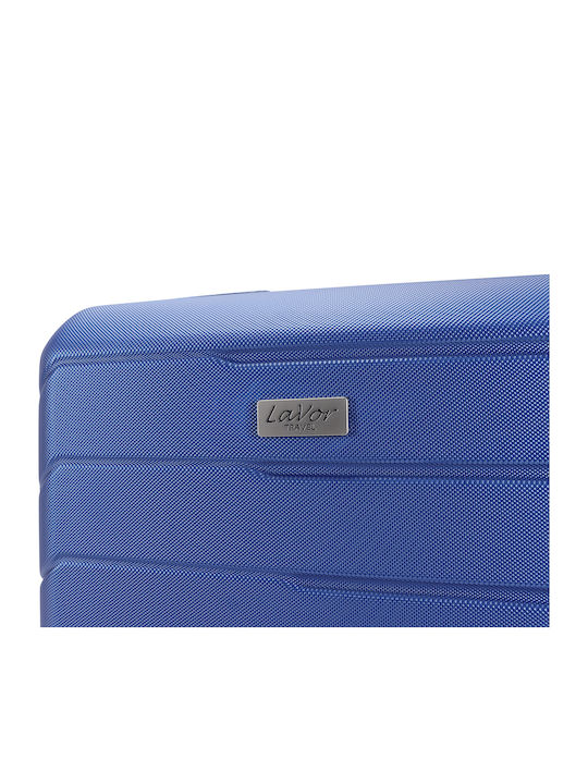 Lavor Large Hard Blue Travel Suitcase with 4 Wheels Height 75cm