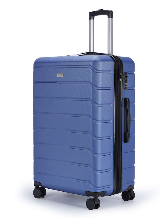 Lavor Large Hard Blue Travel Suitcase with 4 Wheels Height 75cm