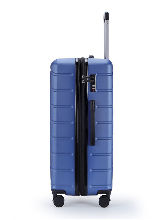 Lavor Large Hard Blue Travel Suitcase with 4 Wheels Height 75cm