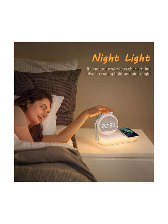 Tabletop Digital Metal Clock with Alarm Clock and Wireless Charging 105285