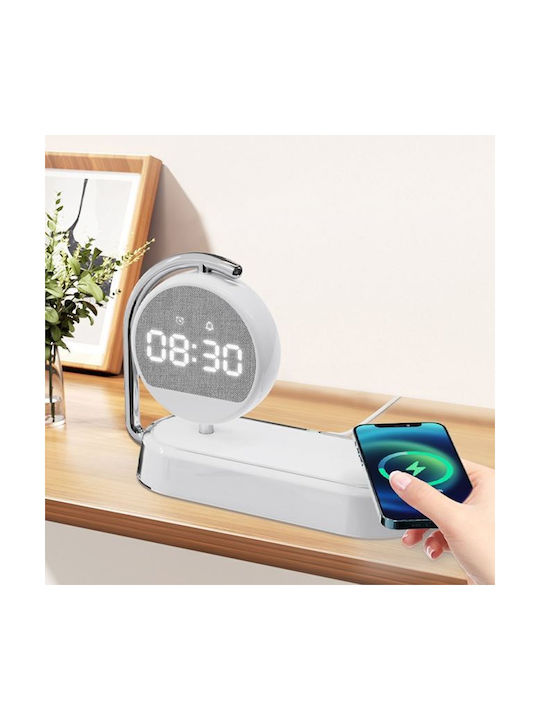 Tabletop Digital Metal Clock with Alarm Clock and Wireless Charging 105285