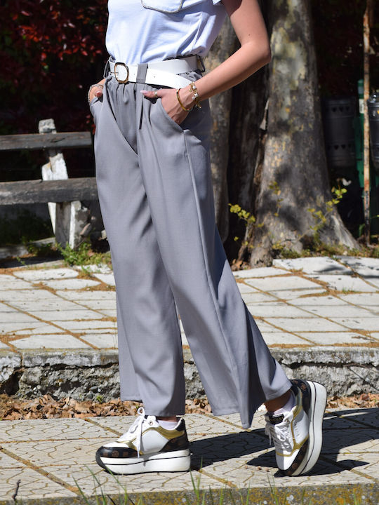 Women's High Waist Trousers Belt Grey Ref.del35