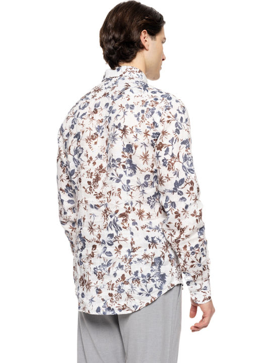 Langärmlig Leinen Hemd Off White