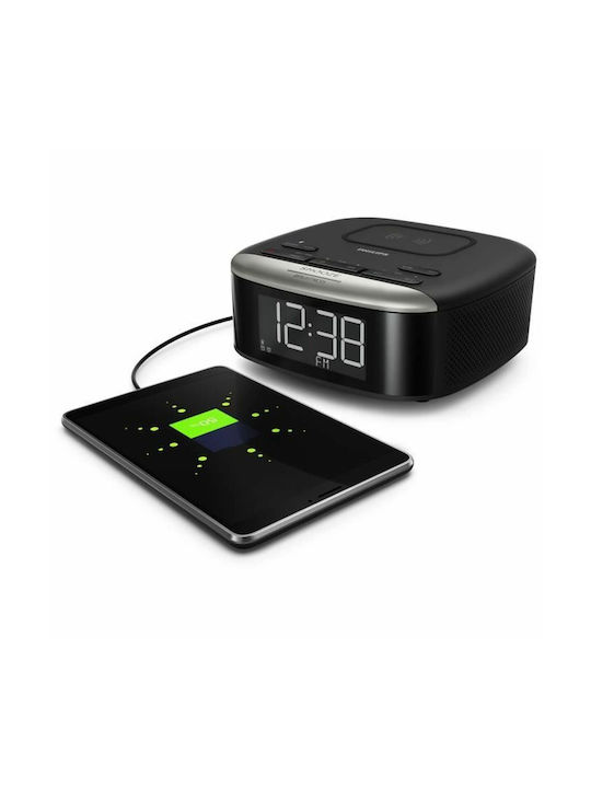 Philips Tabletop Digital Clock with Wireless Charging White TAR7606/10