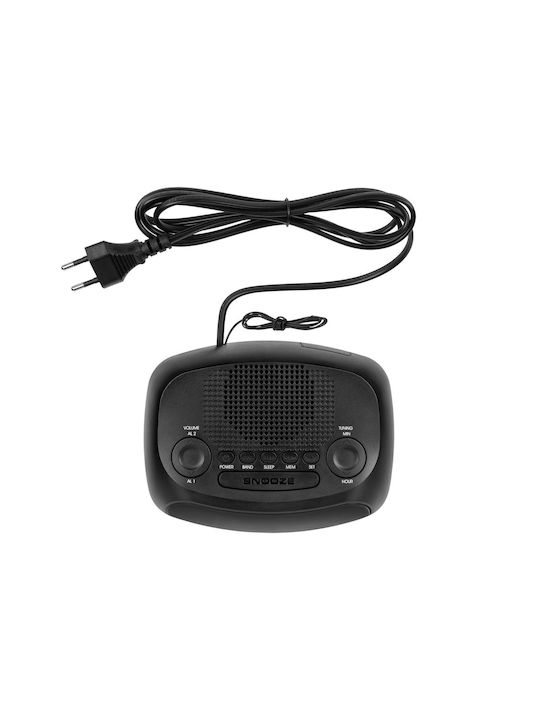 Kruger & Matz Tischuhr Digital LED mit Wecker & Tischradio Schwarz KM0824