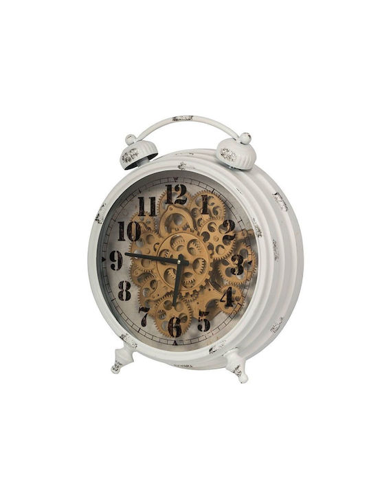 Artekko Vintage Metal White Tabletop Clock 40051