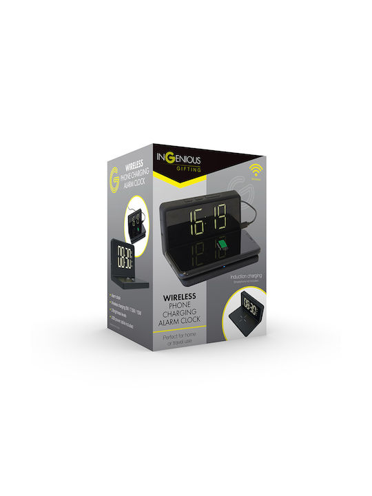 The Source Wireless Tisch-Digitaluhr mit Wecker & kabellosem Laden 94114