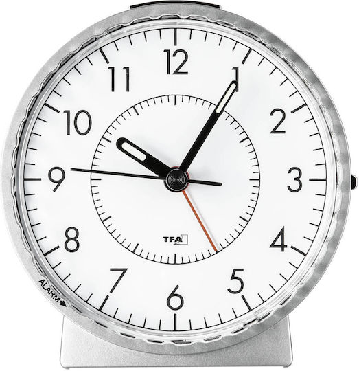 TFA Silent Tabletop Clock with Indicators with Radio Silver 60.1010