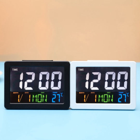 Ceas De Masă Digital Lcd Cu Ceas Deșteptător Negru 902002_b
