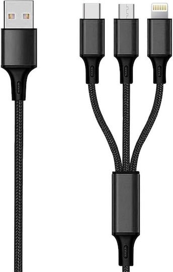 2GO Regular USB to Type-C / Lightning Cable Μαύρο 1.5m (797153)