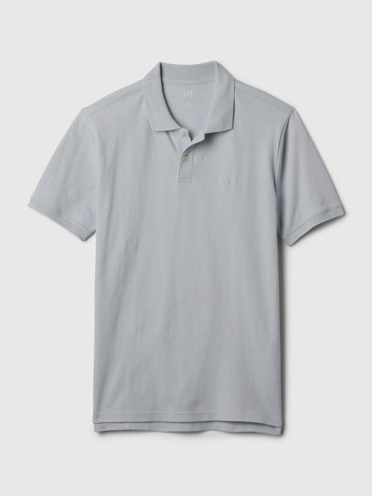 Graue Gap Logo Pique Polo Bluse Gray Matter