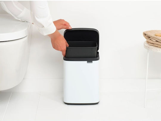 Brabantia BO Trash Bin Waste Bin Plastic with Oscillating Lid White 4lt