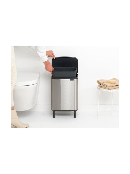 Brabantia Coș De Gunoi Bo Small Hi Plastic Împingeți Argintiu 12lt