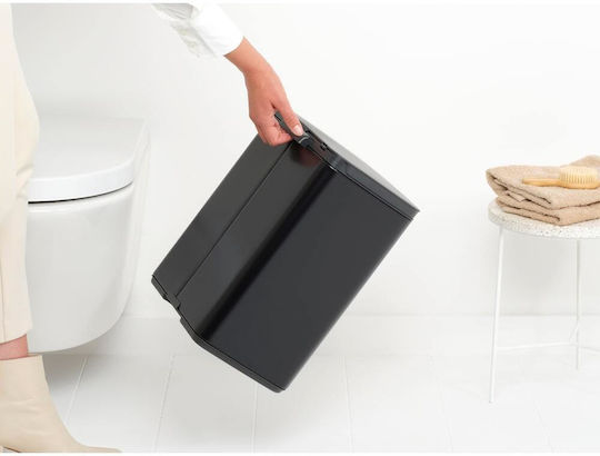 Brabantia Bo Small Plastic Waste Bin with Oscillating Lid Black 12lt