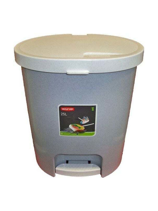 Curver Plastic Waste Bin with Pedal Grey 25L