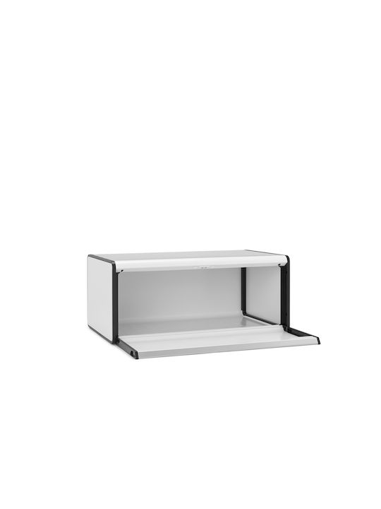 Brabantia Fall Front Bread Bin Bread Box with Lid Metallic White 46.5x25x18.7cm