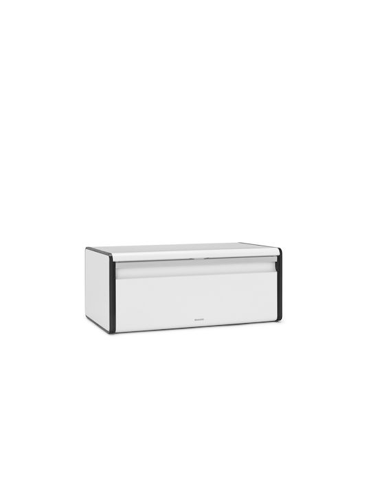 Brabantia Fall Front Bread Bin Bread Box with Lid Metallic White 46.5x25x18.7cm