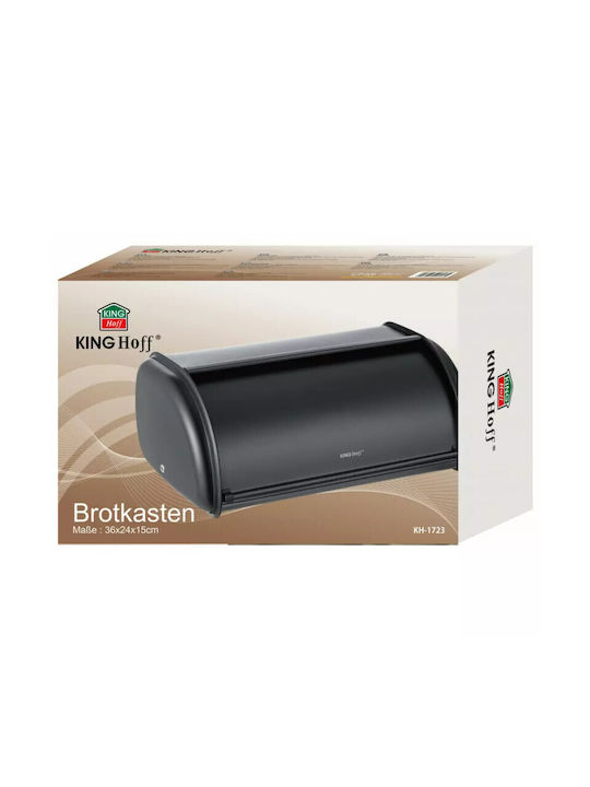 KING Hoff Bread Box with Lid Inox Black 36x24x15cm