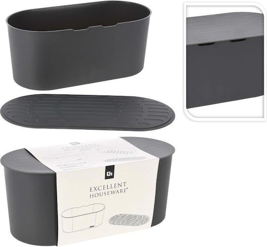 ArteLibre Bread Box with Lid Plastic Black 39x19x16.3cm