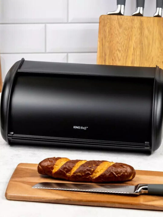 KING Hoff Bread Box with Lid Inox Black 36x24x15cm