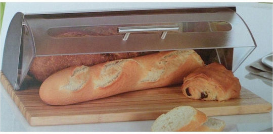 5Five F-V Box Ψωμιέρα με Καπάκι από Bamboo σε Ασημί Χρώμα 39x26.5x15.5cm