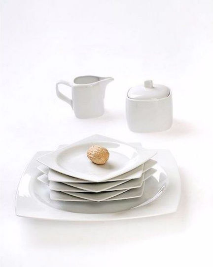 Cryspo Trio Quadro Set Tassen Tee aus Porzellan Weiß 250ml 6Stück