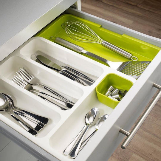 GlobalExpress Besteckeinsatz für Schubladen Aufklappbar Kunststoff 48x38x5,5cm Weiße