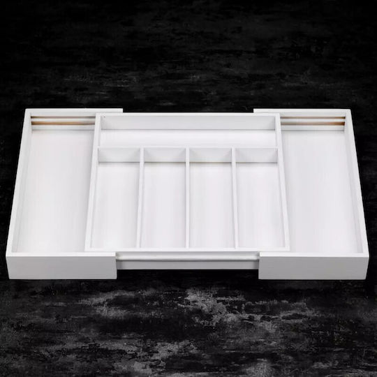 KING Hoff Tăvi Pentru Tacâmuri De Sertar Rabătabilă Din Lemn 31x31x5cm Albă