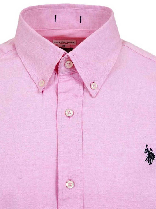 U.S. Polo Assn. Evan Ανδρικό Πουκάμισο Βαμβακερό με Κανονική Γραμμή Pink