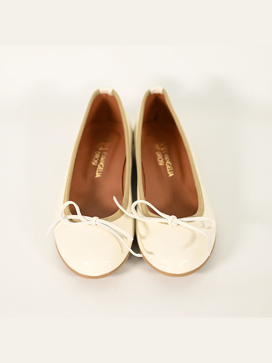 Evangelia Drosi Leather Ballerinas Beige