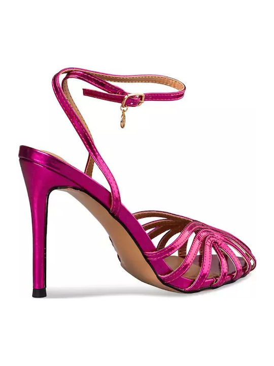 Envie Shoes Δερμάτινα Πέδιλα Φούξια