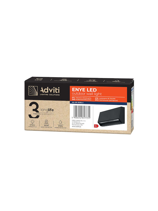 Adviti Wandmontierte Außenleuchte LED IP65 3W mit Natürliches Weiß Licht 16x3.3x7εκ.