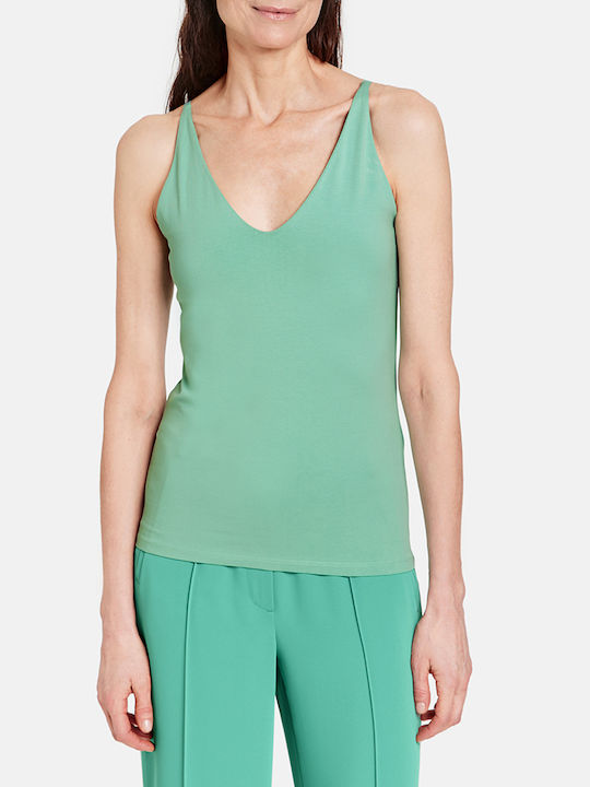 Gerry Weber Women's Blouse Cotton Sleeveless with V Neckline Green