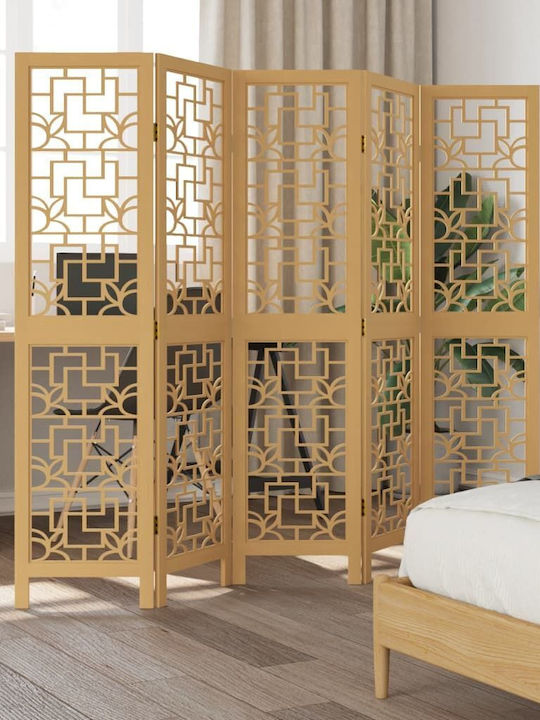 vidaXL Decorative Room Divider Wooden with 5 Panels 175x160cm