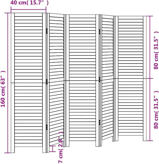 vidaXL Dekorativer Raumteiler Hölzernes mit 5 Paneelen 175x160cm
