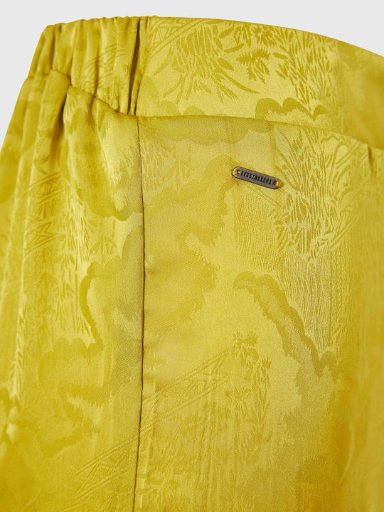 Women's High-waisted Fabric Trousers in Regular Fit Yellow