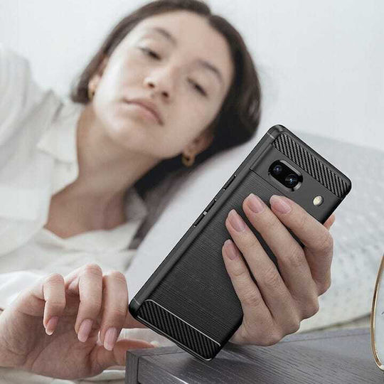 Spacecase Carbon Back Cover Σιλικόνης Μαύρο (Google Pixel 7a)