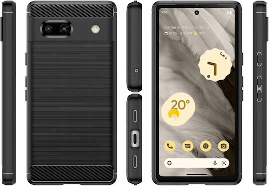 Spacecase Carbon Back Cover Σιλικόνης Μαύρο (Google Pixel 7a)