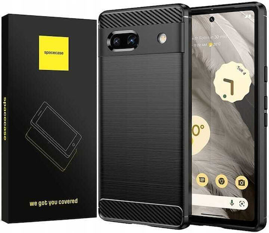 Spacecase Carbon Back Cover Σιλικόνης Μαύρο (Google Pixel 7a)