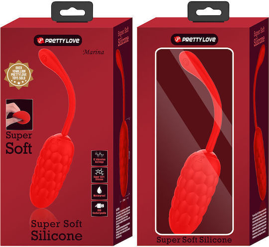 Pretty Love Vibrating Egg Red Rechargeable Marine Texture