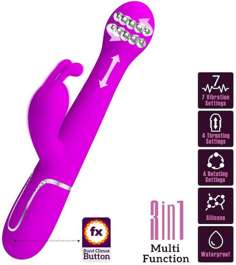 Pretty Love Dejon Rabbit Vibrator 3 In 1 Multifunction Violet