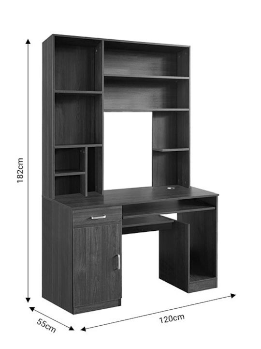 Γραφείο Novelty Ξύλινο με Βιβλιοθήκη Καρυδί 120x55x182εκ.