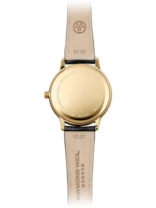 Raymond Weil Γυναικείο Ρολόι 34mm Μπαταρίας με Μαύρο Δερμάτινο Λουράκι