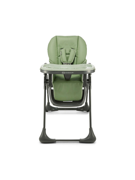 Kinderkraft Tummie Foldable Highchair with Plastic Frame & Leatherette Seat Green