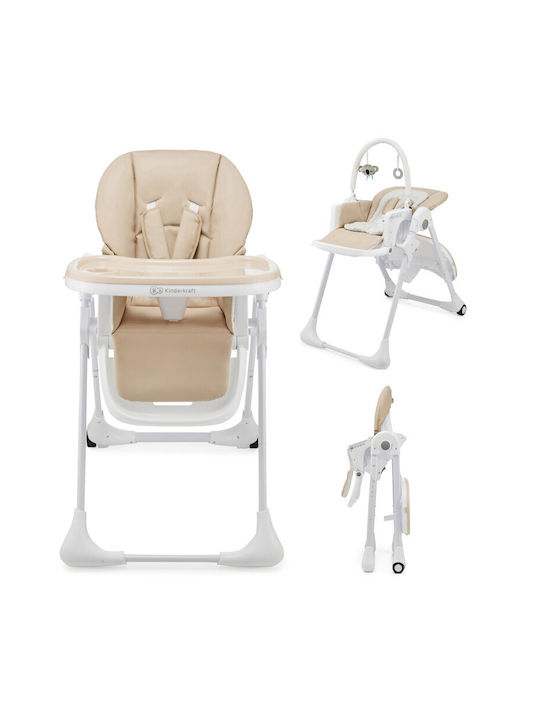 Kinderkraft Tummie Foldable Baby Highchair 2 in 1 with Adjustable Height Beige