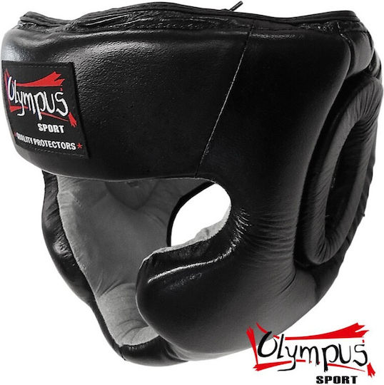 Olympus Sport Κάσκα Πυγμαχίας Ενηλίκων Κλείστού Τύπου Δερμάτινη Μαύρη