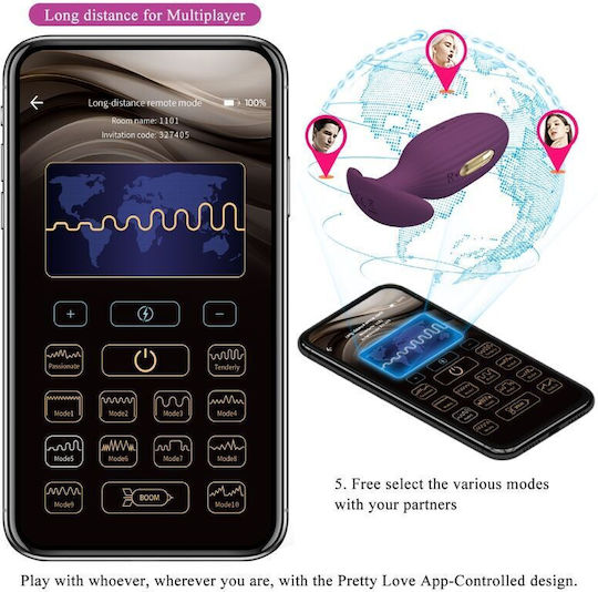 Pretty Love Jefferson App Controlled Anal Plug Purple